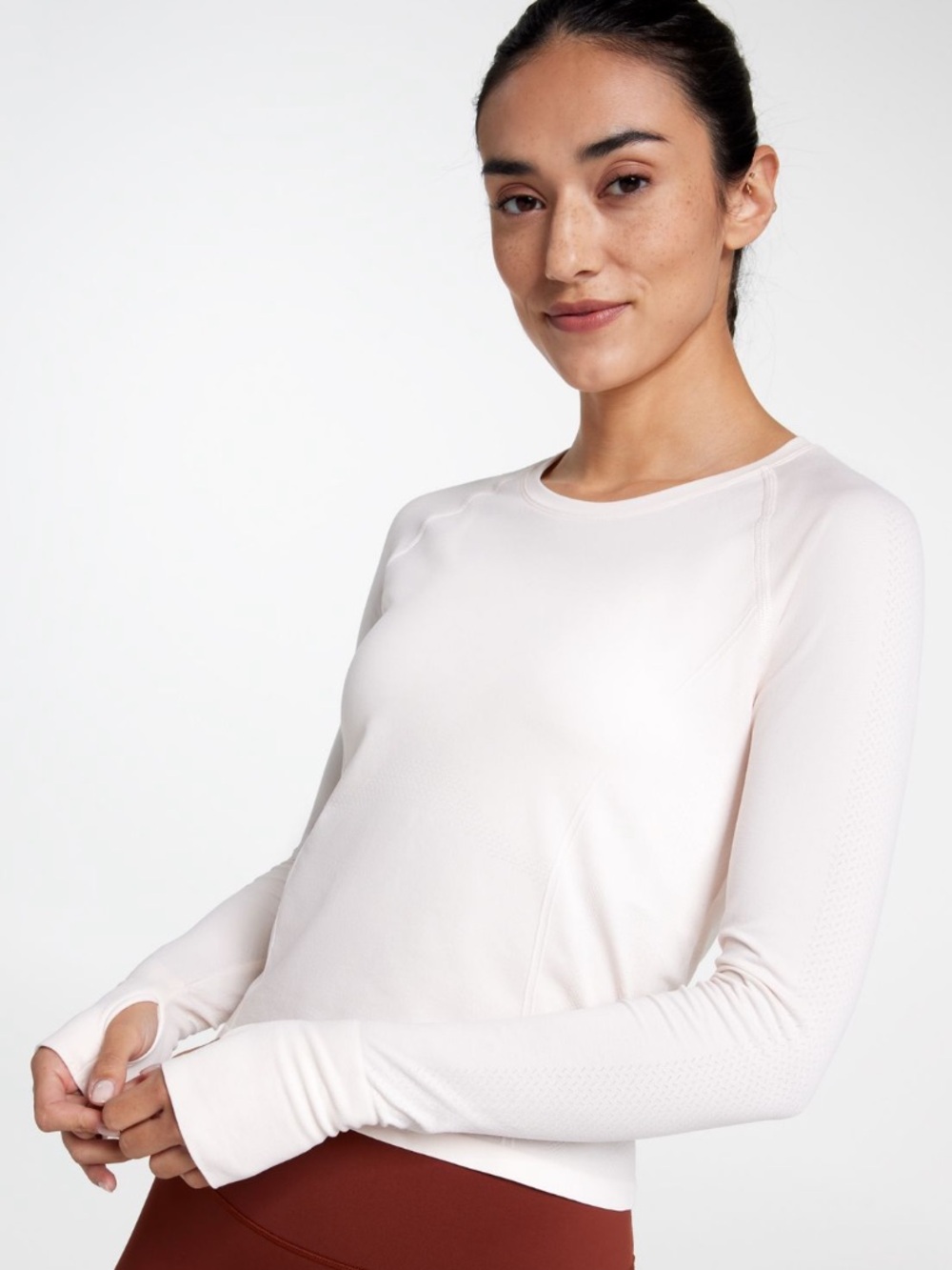 CALIA Seamless Long Sleeve Race Length Tee Faded Pink NEW